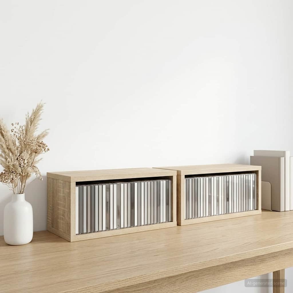 CD Opbevaringsrække 2 stk. Sonoma-eg 40 x 17 x 17 cm