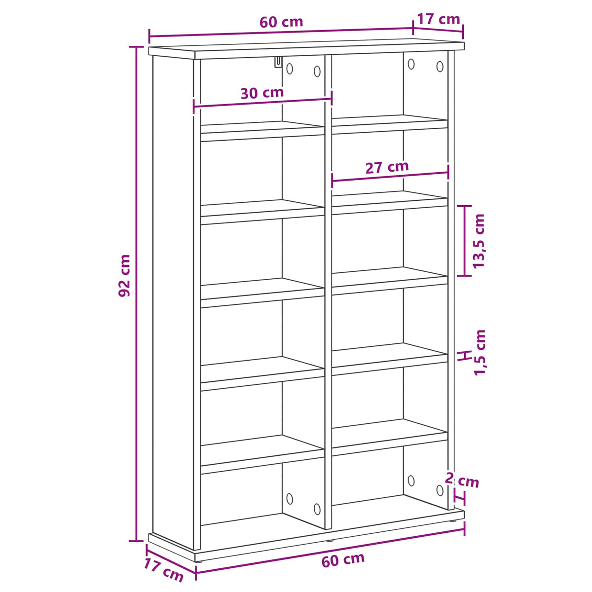 CD Skab Røget eg 60 x 17 x 92 cm Konstrueret træ