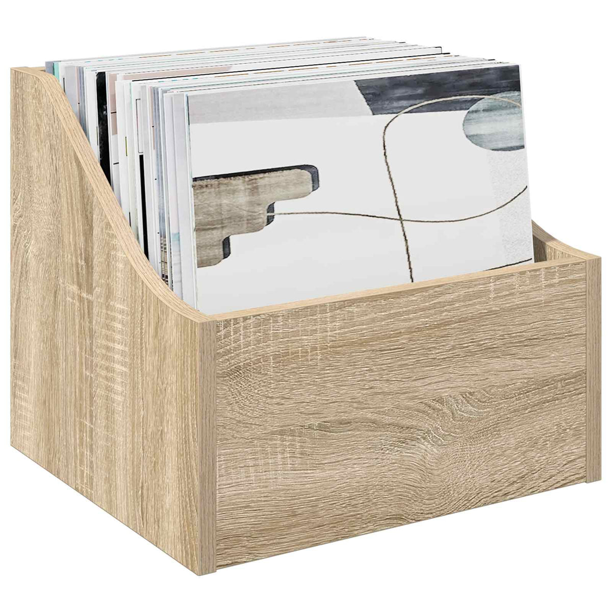 LP pladeæske Sonoma-eg 37 x 33 x 32 cm Konstrueret træ