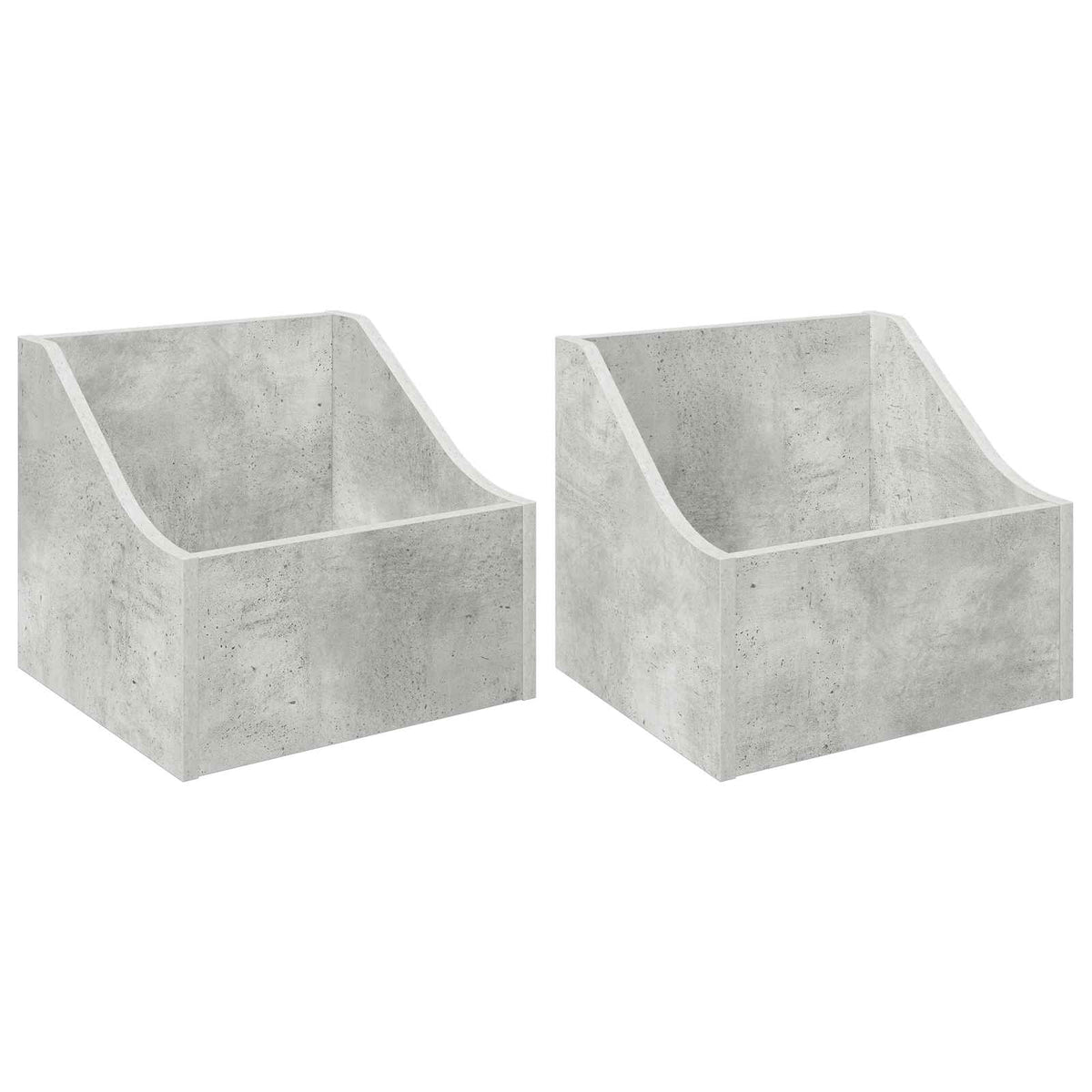 LP pladeæske 2 stk. Betongrå 37 x 33 x 32 cm Konstrueret træ