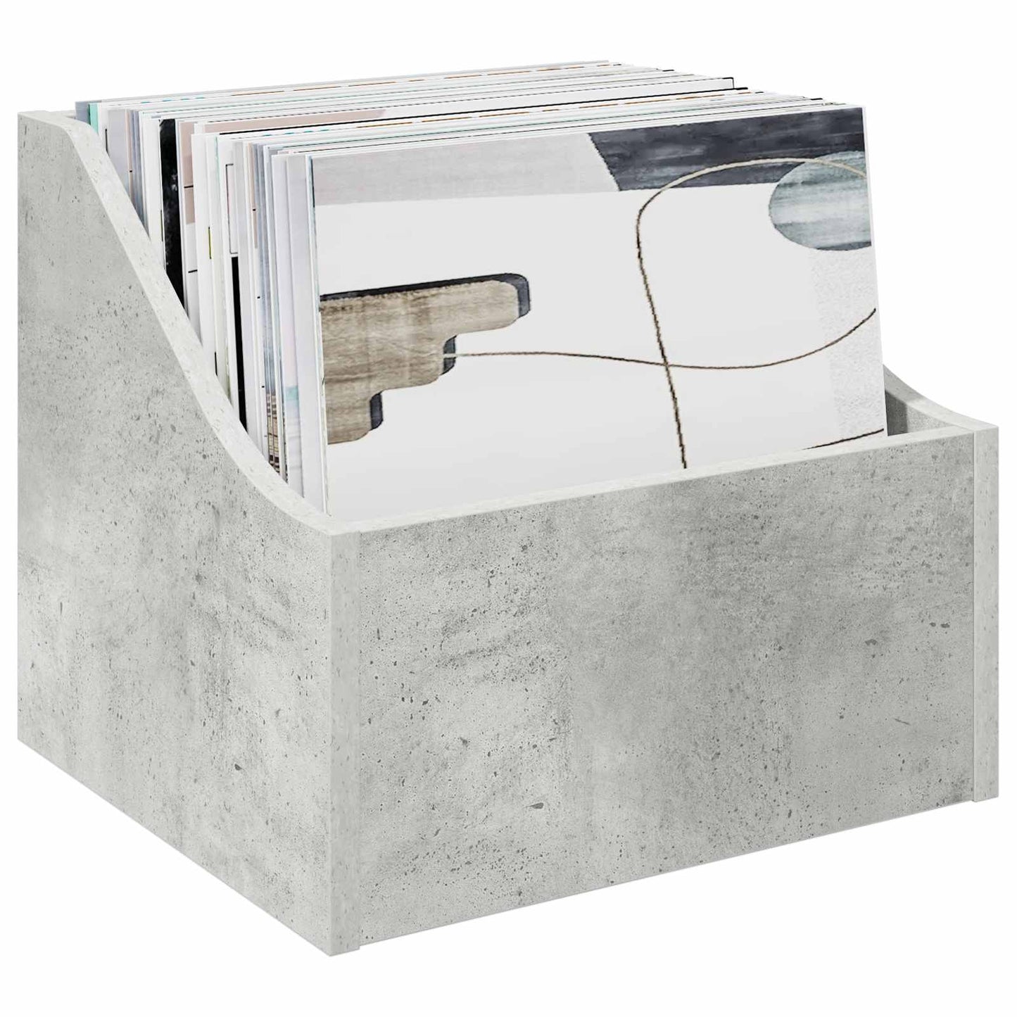 LP pladeæske 2 stk. Betongrå 37 x 33 x 32 cm Konstrueret træ