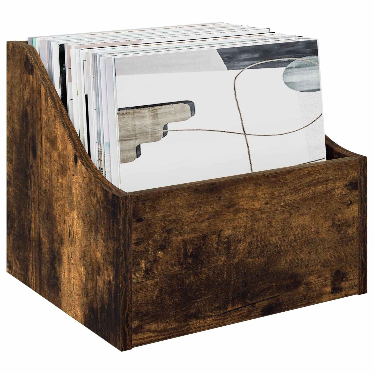LP pladeæske Røget eg 37 x 33 x 32 cm Konstrueret træ