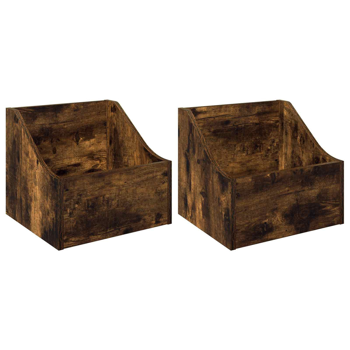 LP pladeæske 2 stk. Røget eg 37 x 33 x 32 cm Konstrueret træ