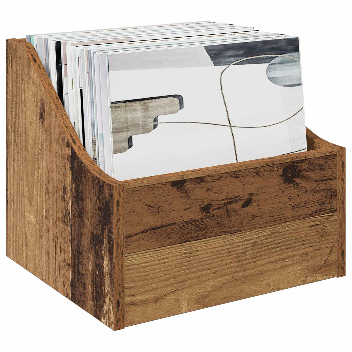 LP pladeæske Gammelt træ 37 x 33 x 32 cm Konstrueret træ