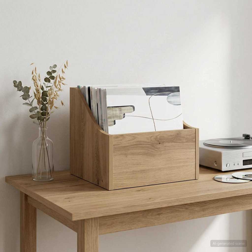 LP pladeæske Artisan-eg 37 x 33 x 32 cm Konstrueret træ