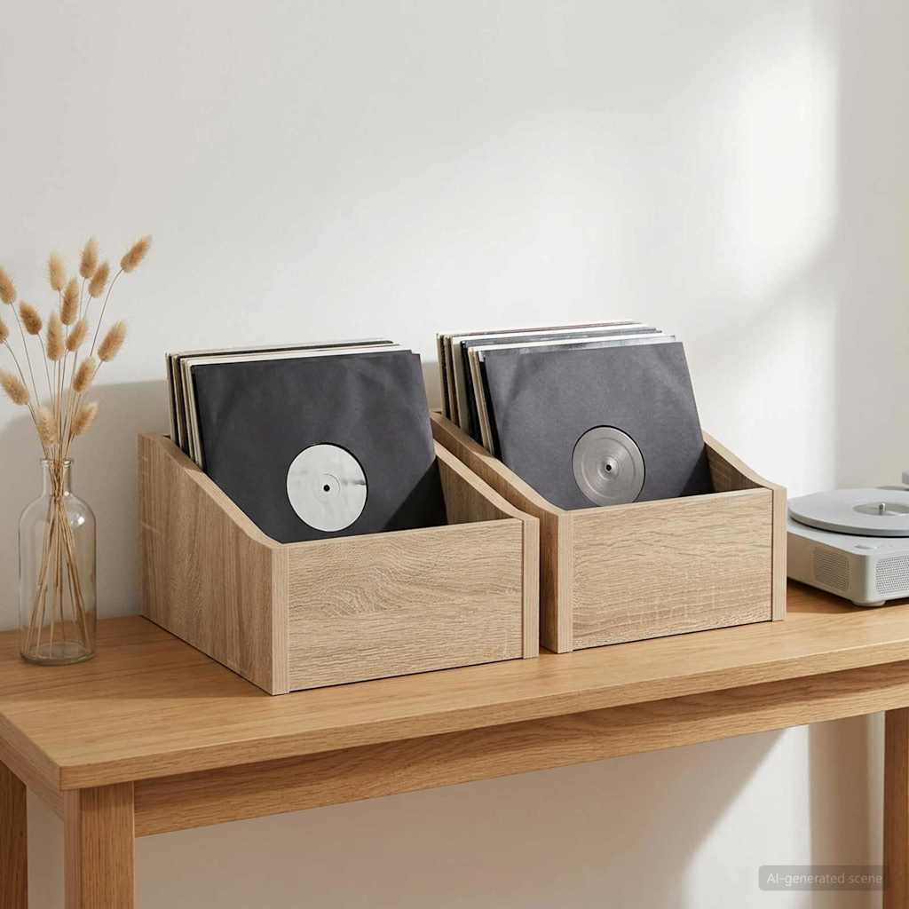 LP pladeæske 2 stk. Sonoma-eg 23 x 33 x 16 cm Konstrueret træ
