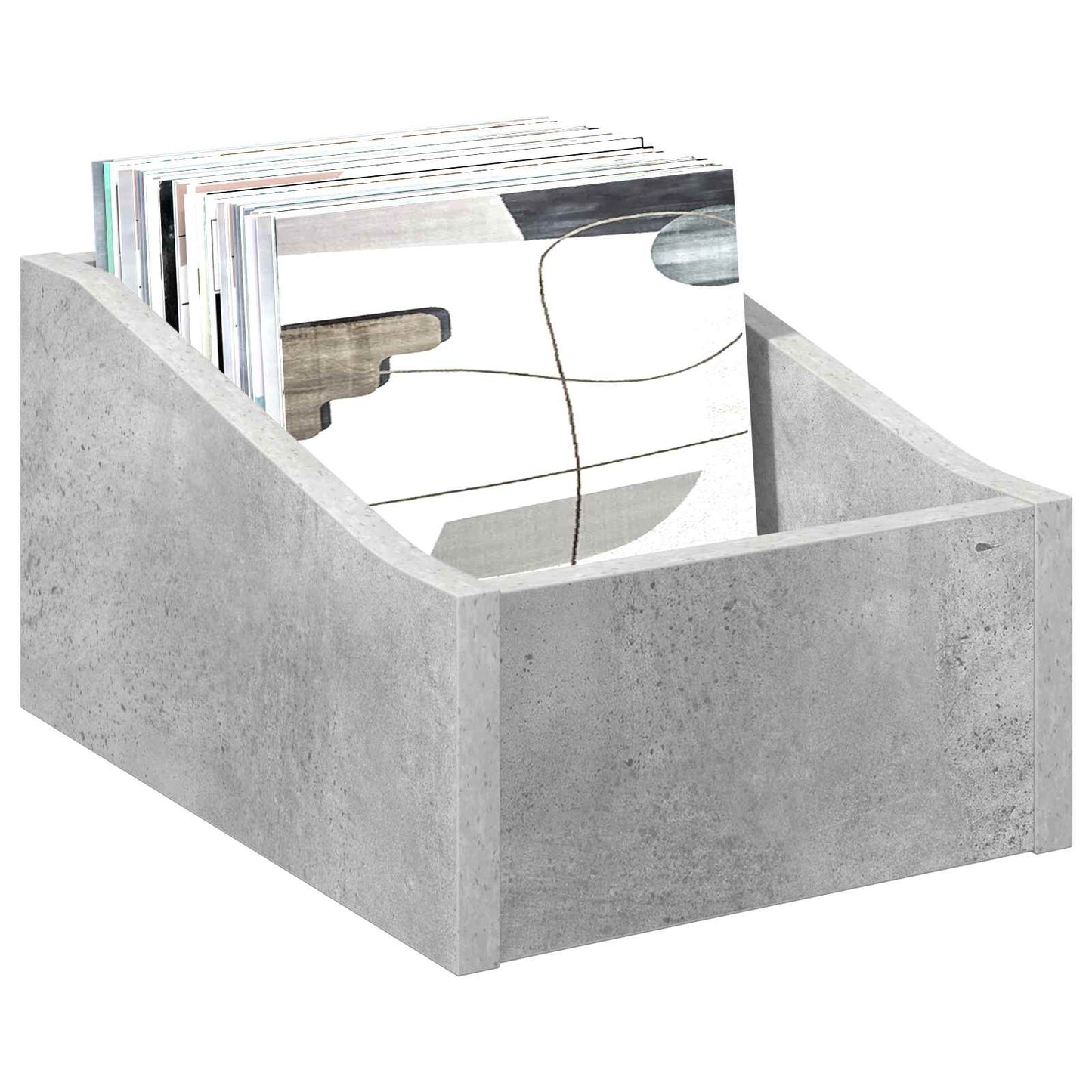 LP pladeæske Betongrå 23 x 33 x 16 cm Konstrueret træ
