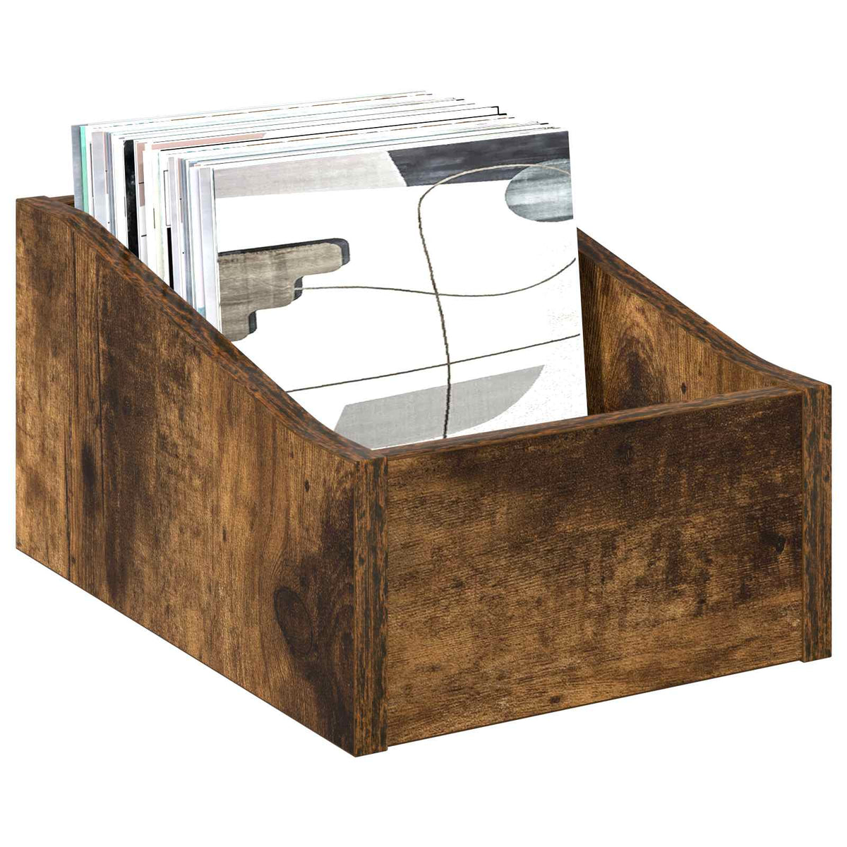LP pladeæske Røget eg 23 x 33 x 16 cm Konstrueret træ