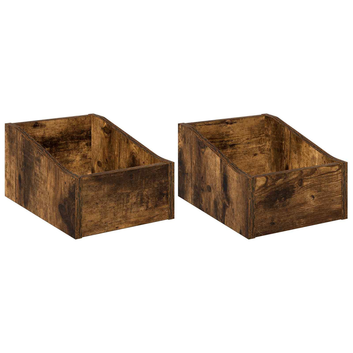 LP pladeæske 2 stk. Røget eg 23 x 33 x 16 cm Konstrueret træ