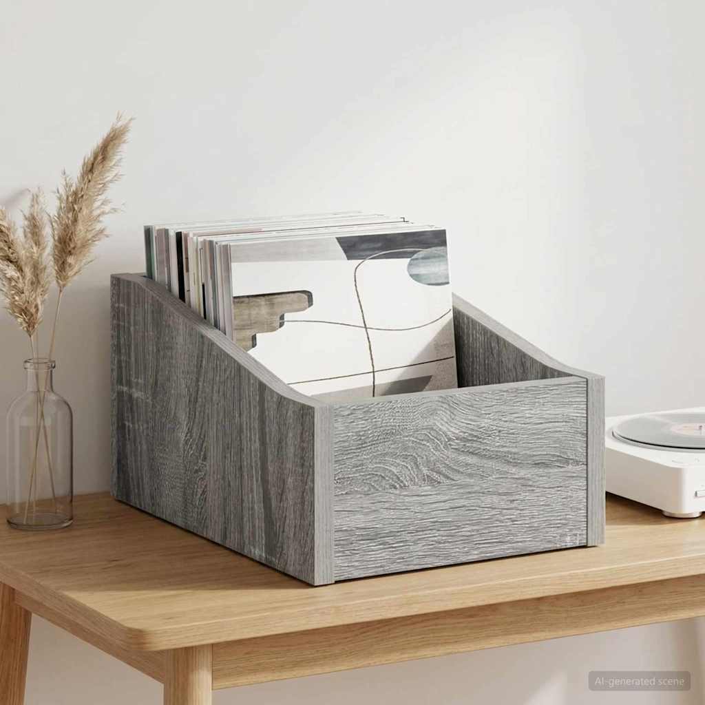 LP pladeæske Grå Sonoma 23 x 33 x 16 cm Konstrueret træ