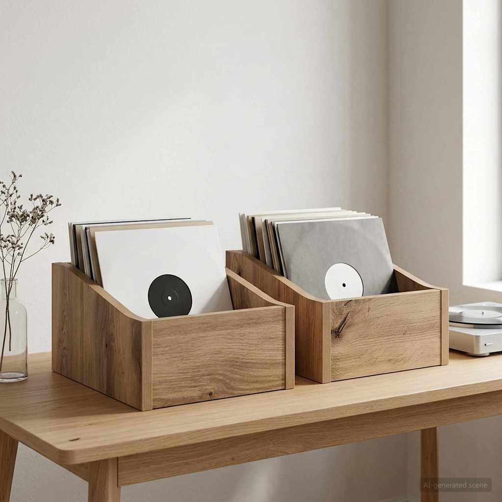 LP pladeæske 2 stk. Artisan-eg 23 x 33 x 16 cm Konstrueret træ