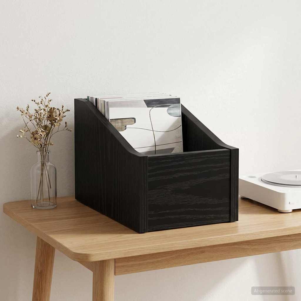LP pladeæske Sort eg 18 x 32 x 18 cm Konstrueret træ