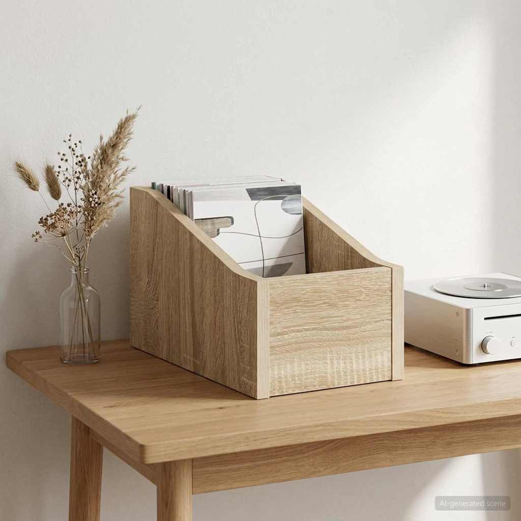 LP pladeæske Sonoma-eg 18 x 32 x 18 cm Konstrueret træ