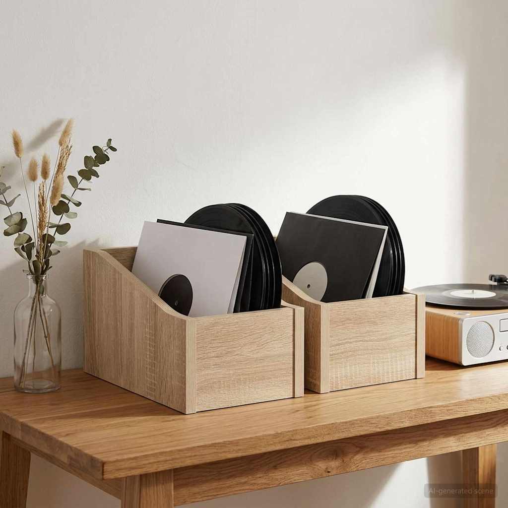 LP pladeæske 2 stk. Sonoma-eg 18 x 32 x 18 cm Konstrueret træ