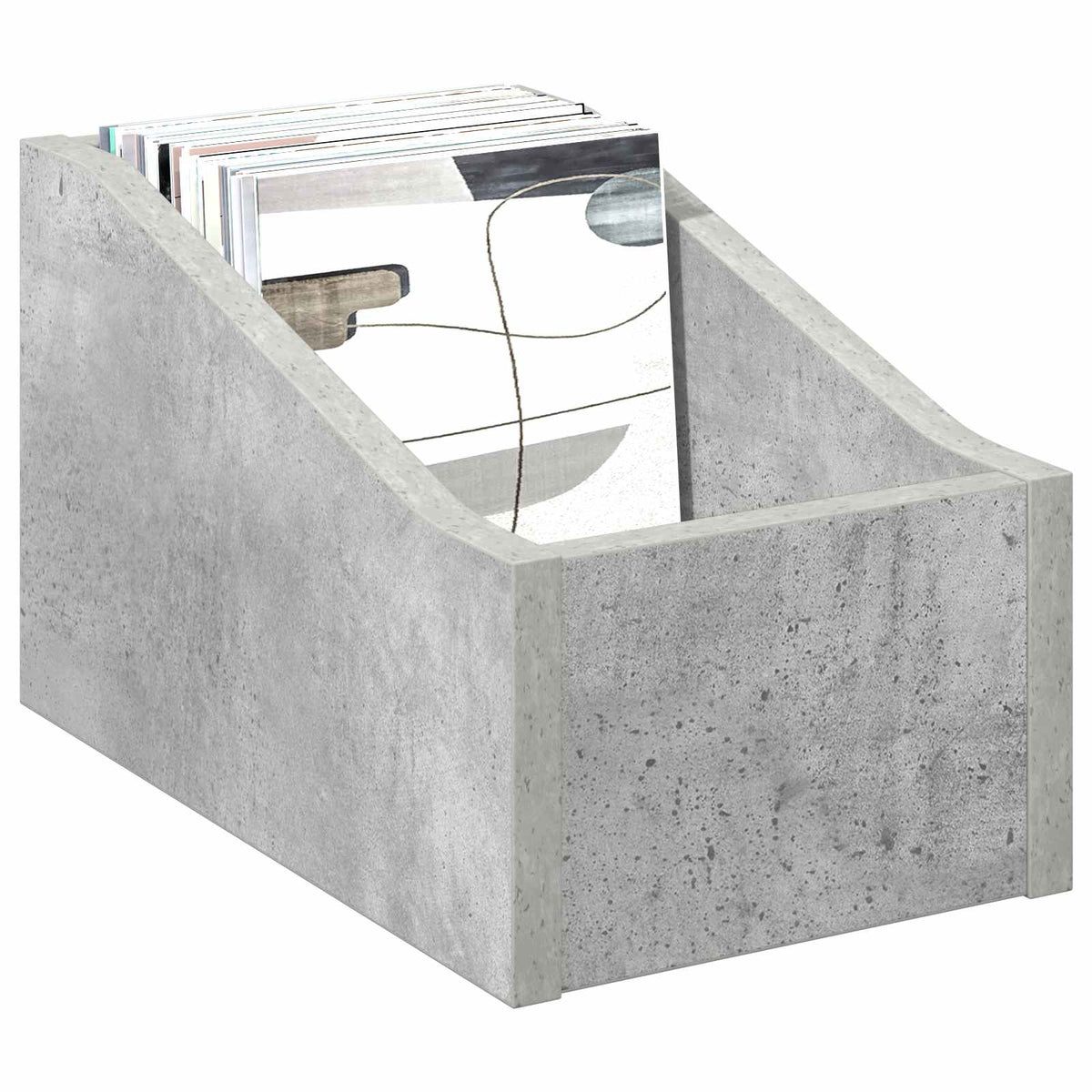 LP pladeæske Betongrå 18 x 32 x 18 cm Konstrueret træ