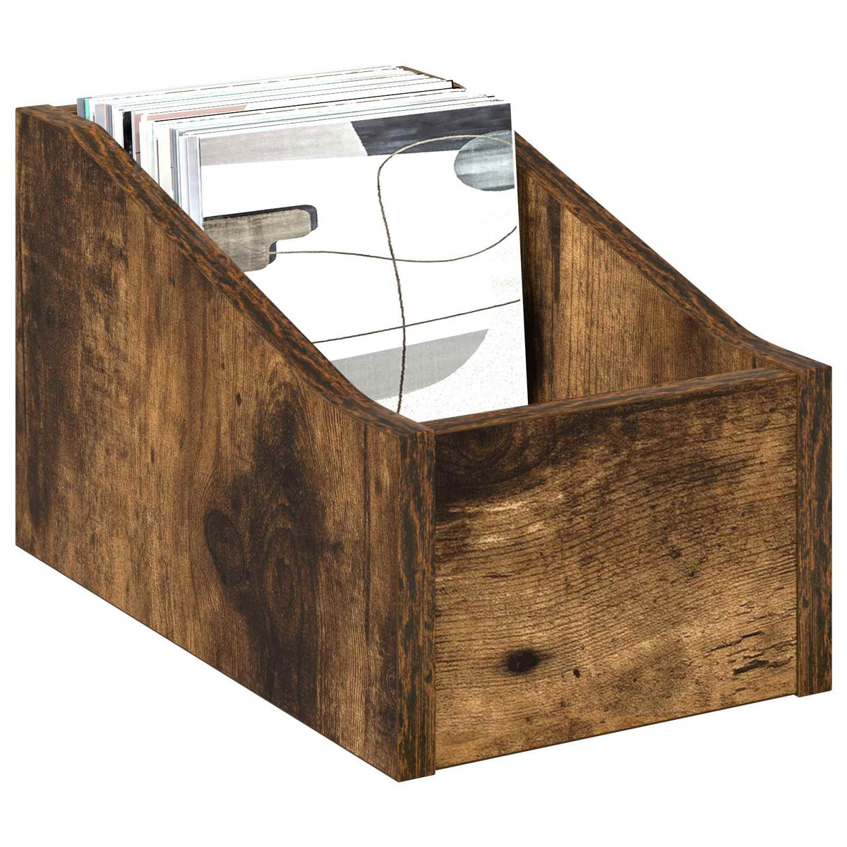 LP pladeæske Røget eg 18 x 32 x 18 cm Konstrueret træ