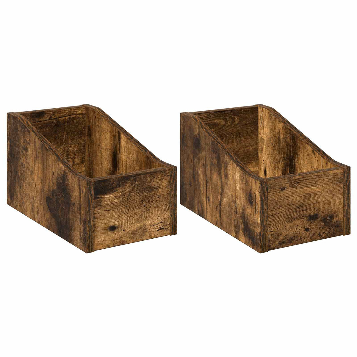 LP pladeæske 2 stk. Røget eg 18 x 32 x 18 cm Konstrueret træ