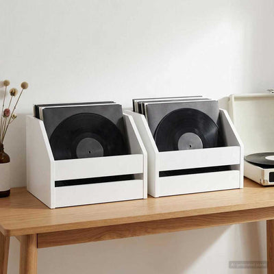 Vinylalbum kasse 2 stk. Hvid 38 x 30 x 29 cm Konstrueret træ