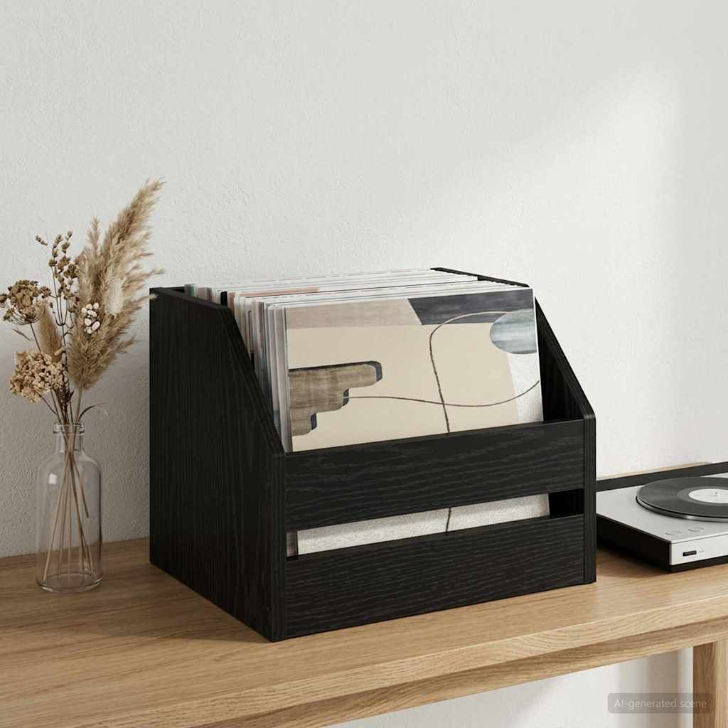 Vinylalbum kasse Sort eg 38 x 30 x 29 cm Konstrueret træ