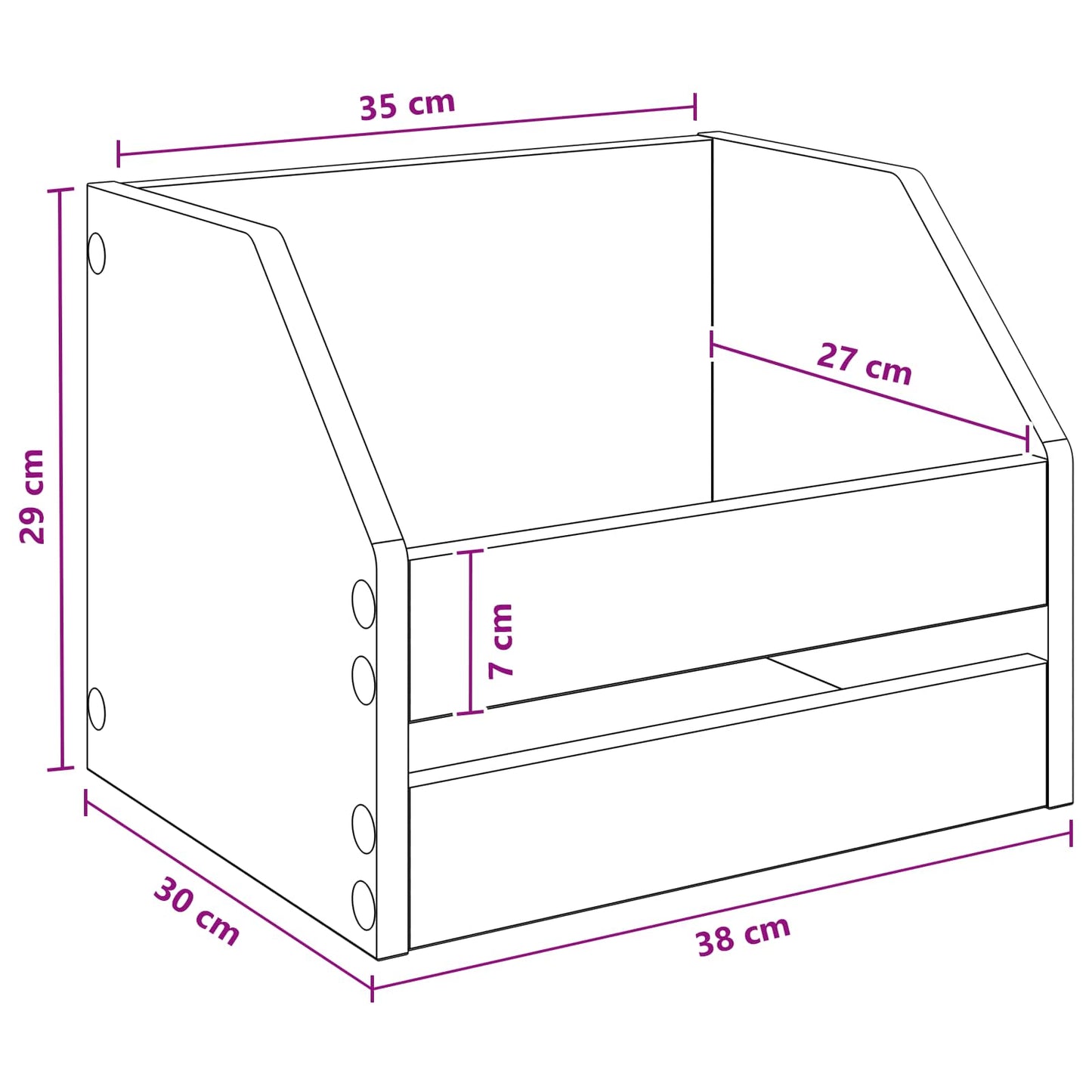 Vinylalbum kasse 2 stk. Sonoma-eg 38 x 30 x 29 cm
