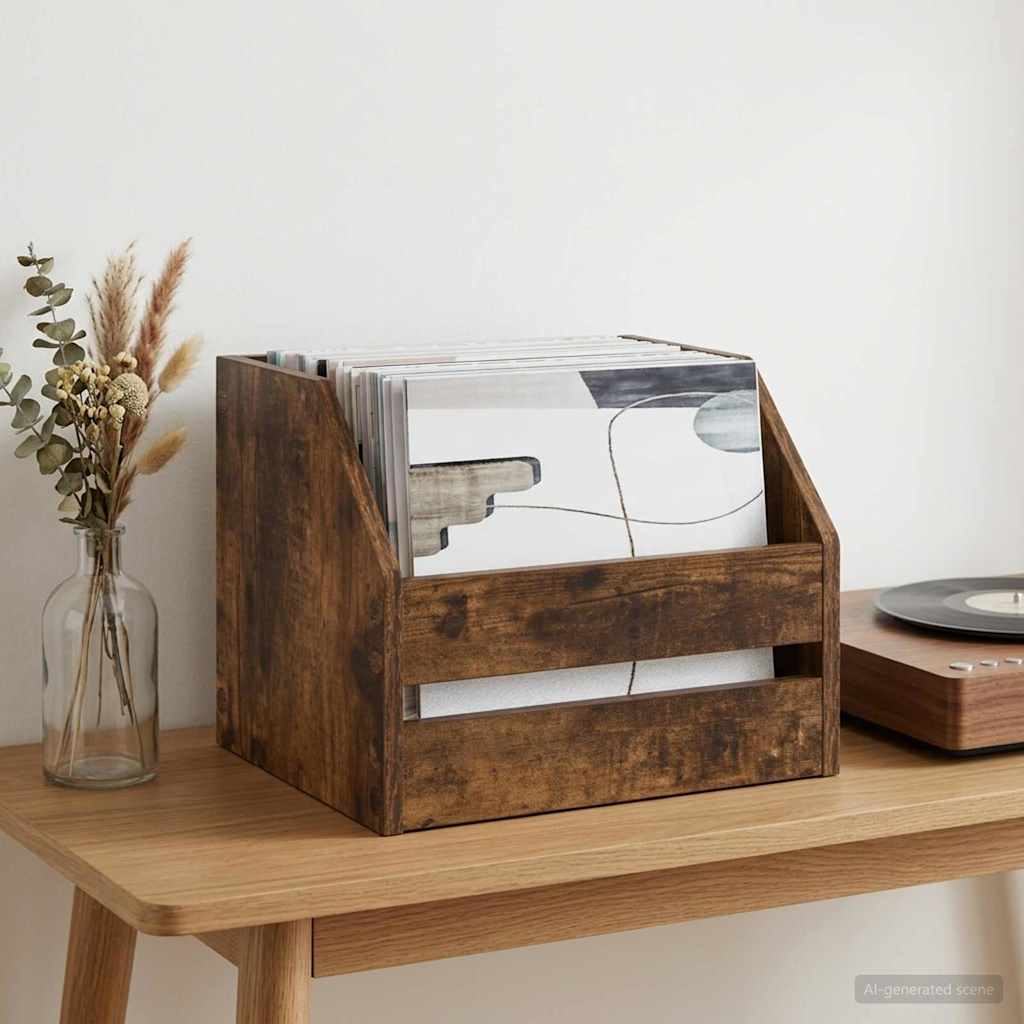 Vinylalbum kasse Røget eg 38 x 30 x 29 cm Konstrueret træ