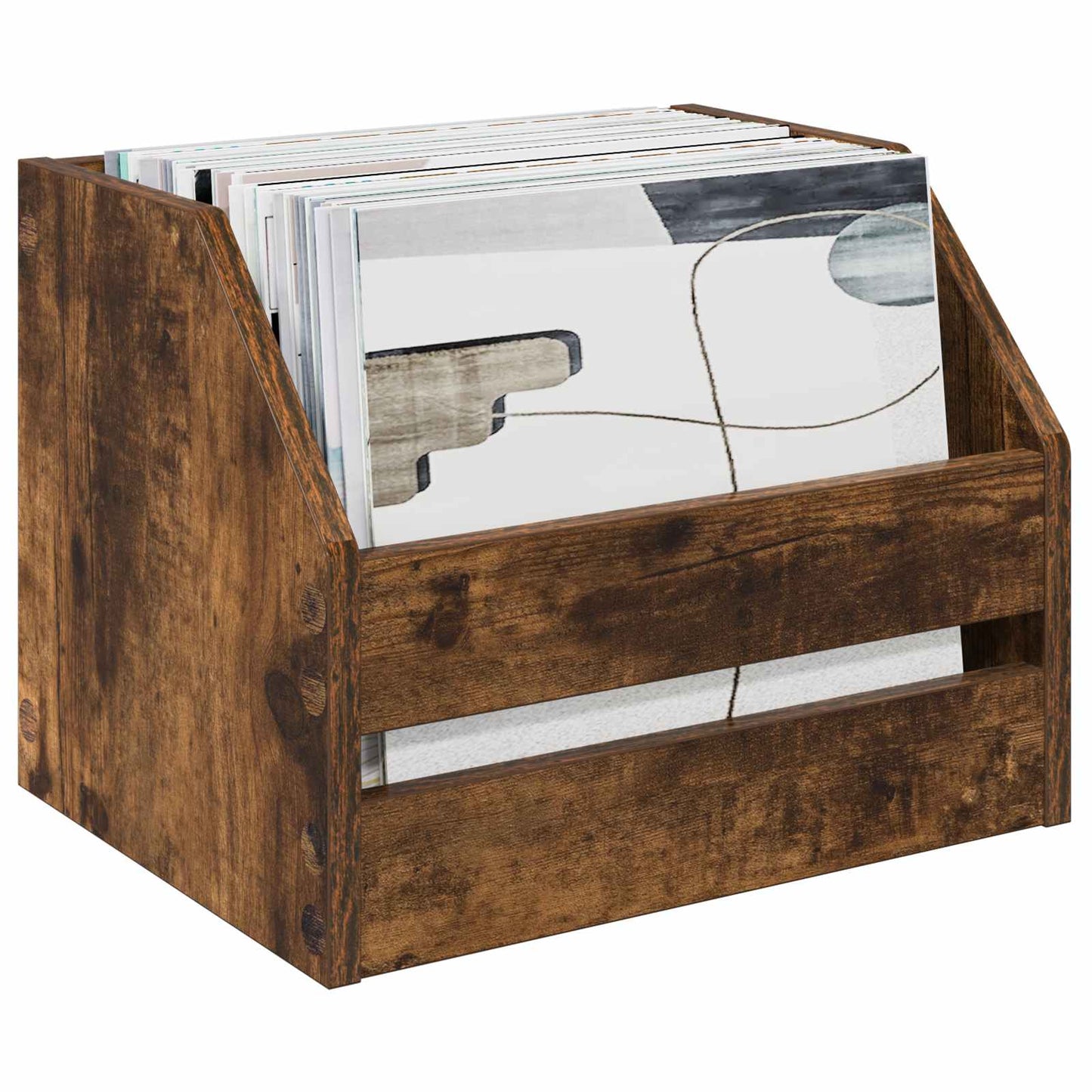 Vinylalbum kasse Røget eg 38 x 30 x 29 cm Konstrueret træ