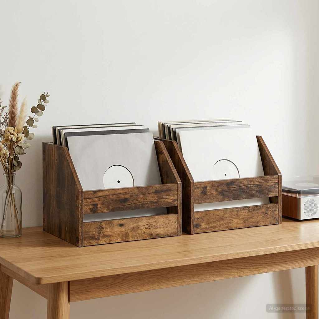 Vinylalbum kasse 2 stk. Røget eg 38 x 30 x 29 cm