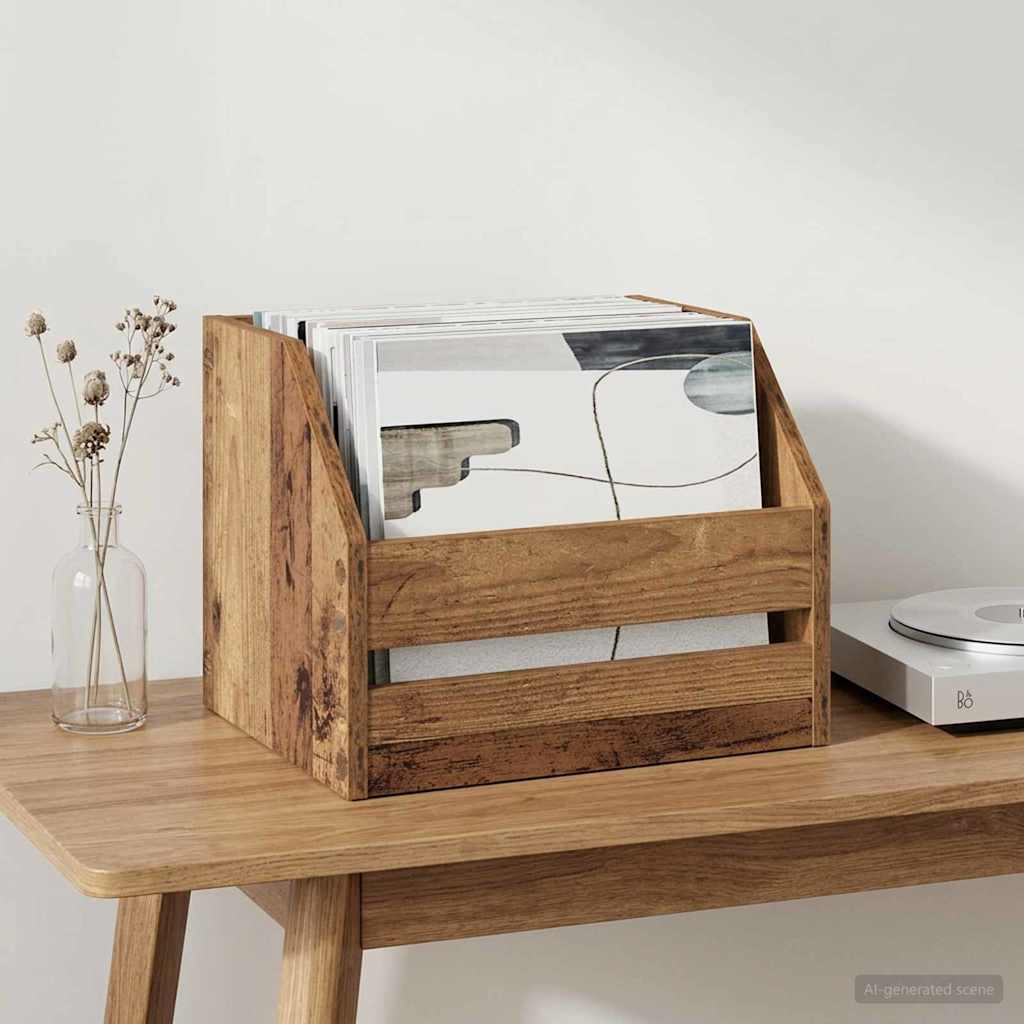 Vinylalbum kasse Gammelt træ 38 x 30 x 29 cm Konstrueret træ
