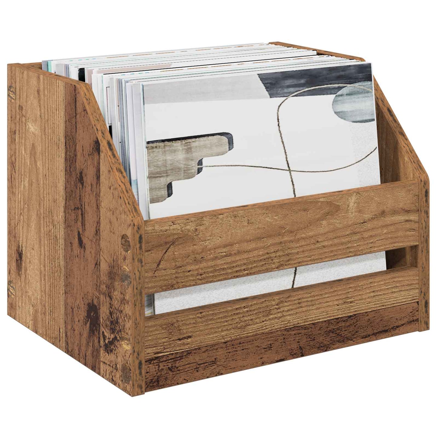 Vinylalbum kasse Gammelt træ 38 x 30 x 29 cm Konstrueret træ