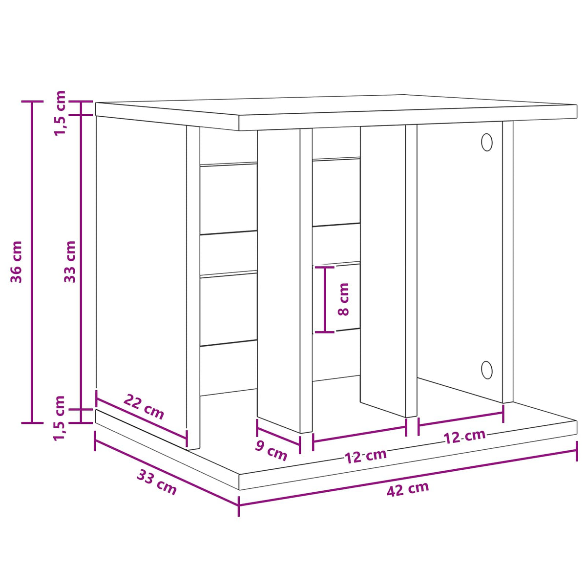 Opbevaring af vinylplader Artisan-eg 42 x 33 x 36 cm