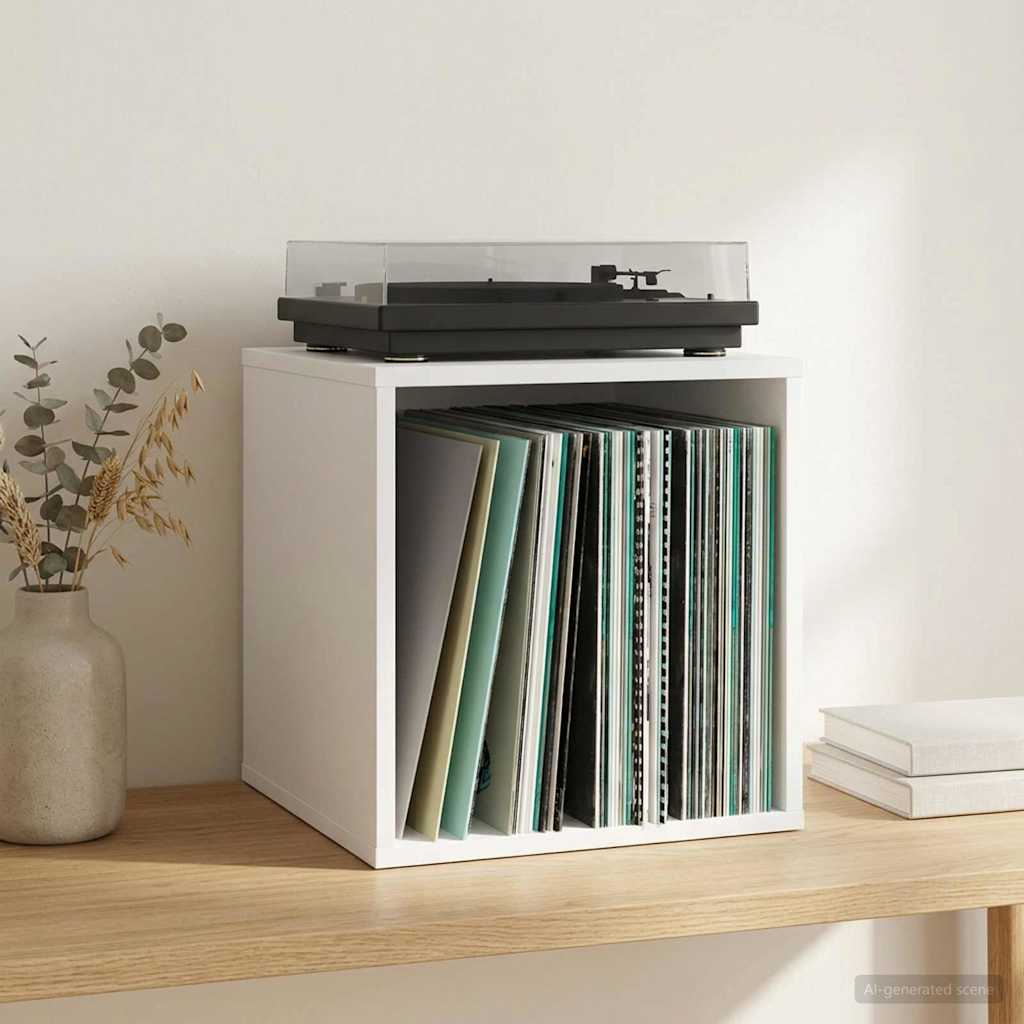 Vinylalbum kasse Hvid 37 x 36,5 x 38 cm Konstrueret træ
