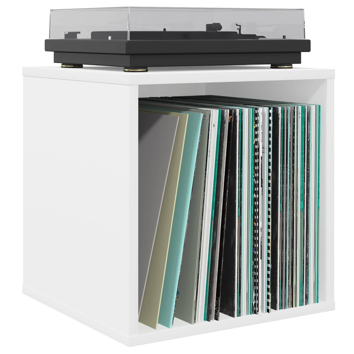 Vinylalbum kasse Hvid 37 x 36,5 x 38 cm Konstrueret træ
