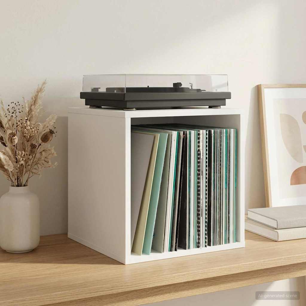 Vinylalbum kasse 2 stk. Hvid 37 x 36,5 x 38 cm Konstrueret træ
