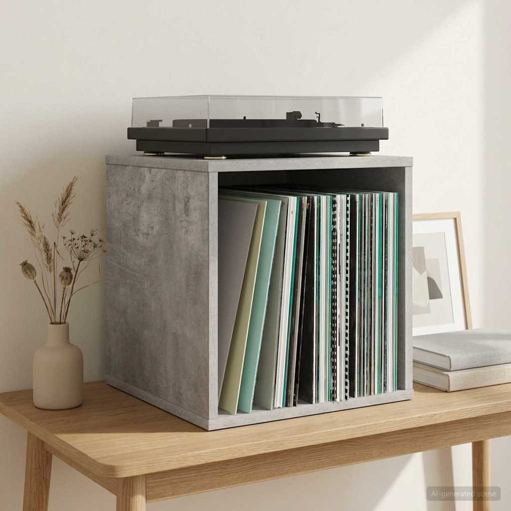 Vinylalbum kasse Betongrå 37 x 36,5 x 38 cm Konstrueret træ