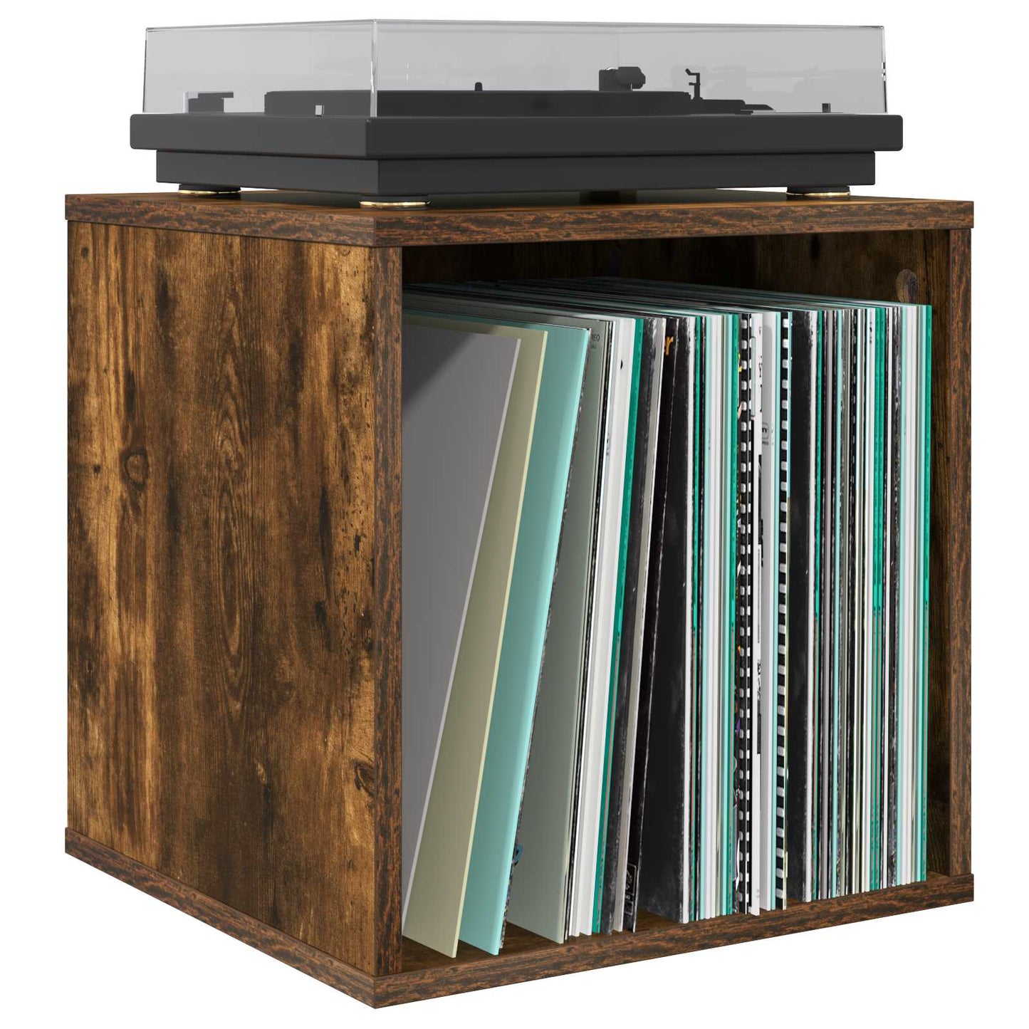 Vinylalbum kasse 2 stk. Røget eg 37 x 36,5 x 38 cm