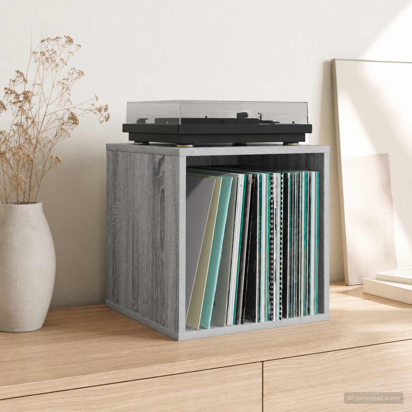 Vinylalbum kasse 2 stk. Grå Sonoma 37 x 36,5 x 38 cm