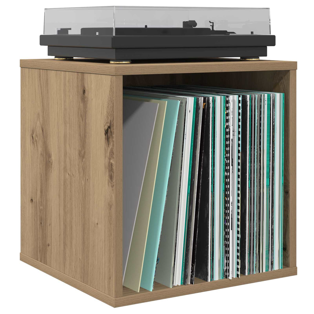 Vinylalbum kasse Artisan-eg 37 x 36,5 x 38 cm Konstrueret træ