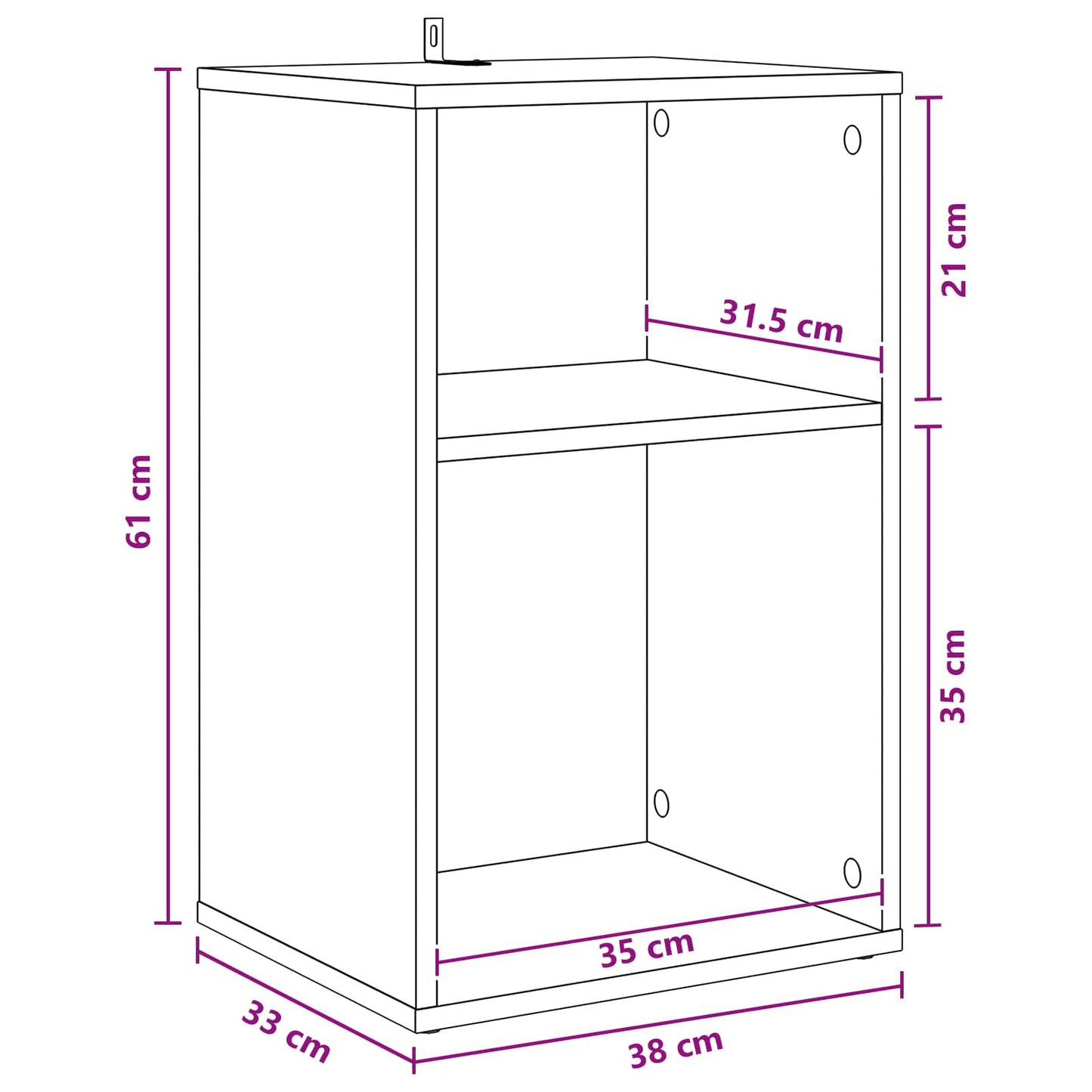 Pladeskab Sonoma-eg 38 x 33 x 61 cm Konstrueret træ