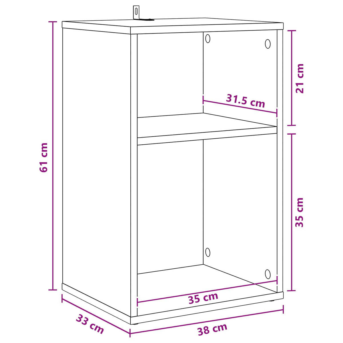 Pladeskab Betongrå 38 x 33 x 61 cm Konstrueret træ