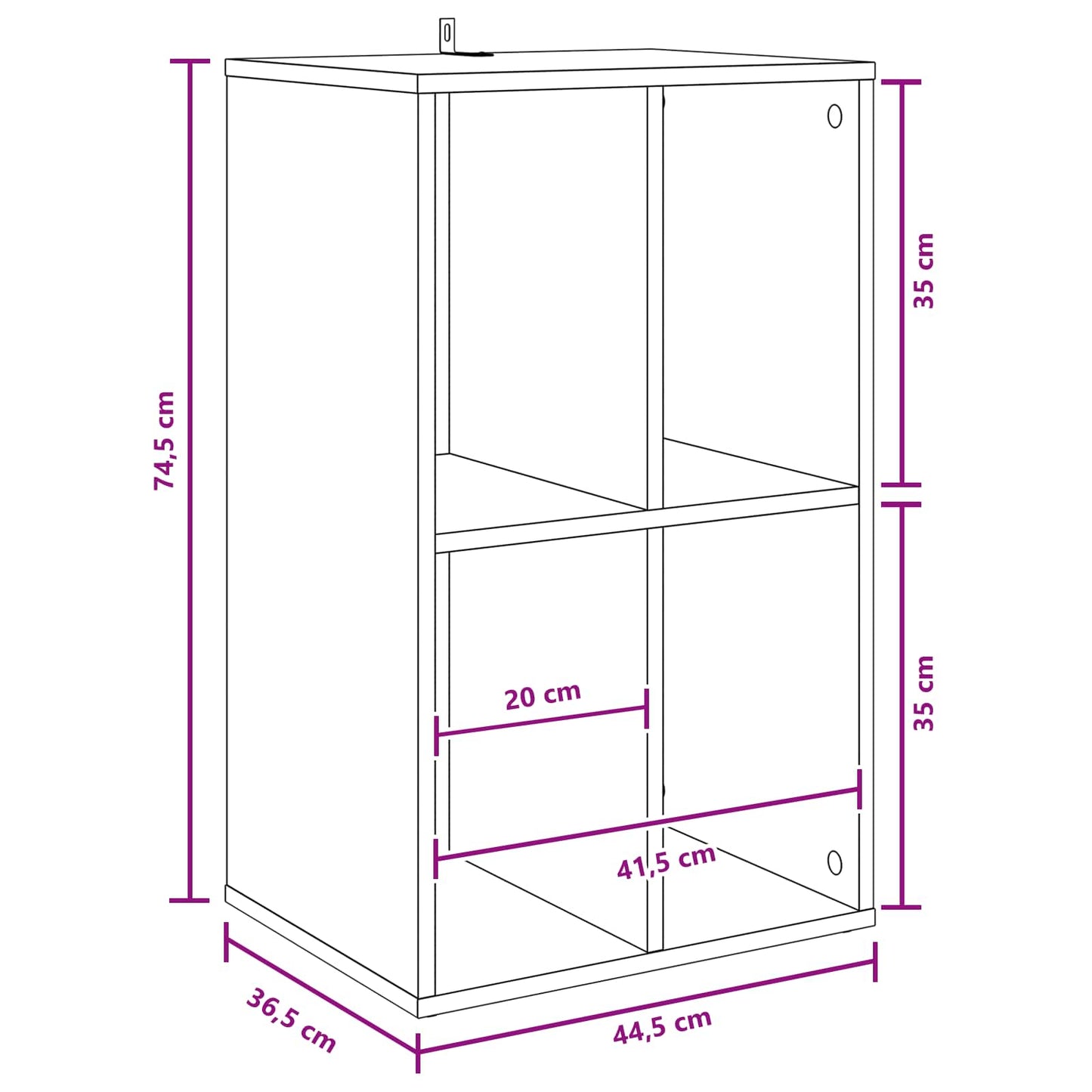 Pladeskab Sonoma-eg 44,5 x 36,5 x 74,5 cm Konstrueret træ