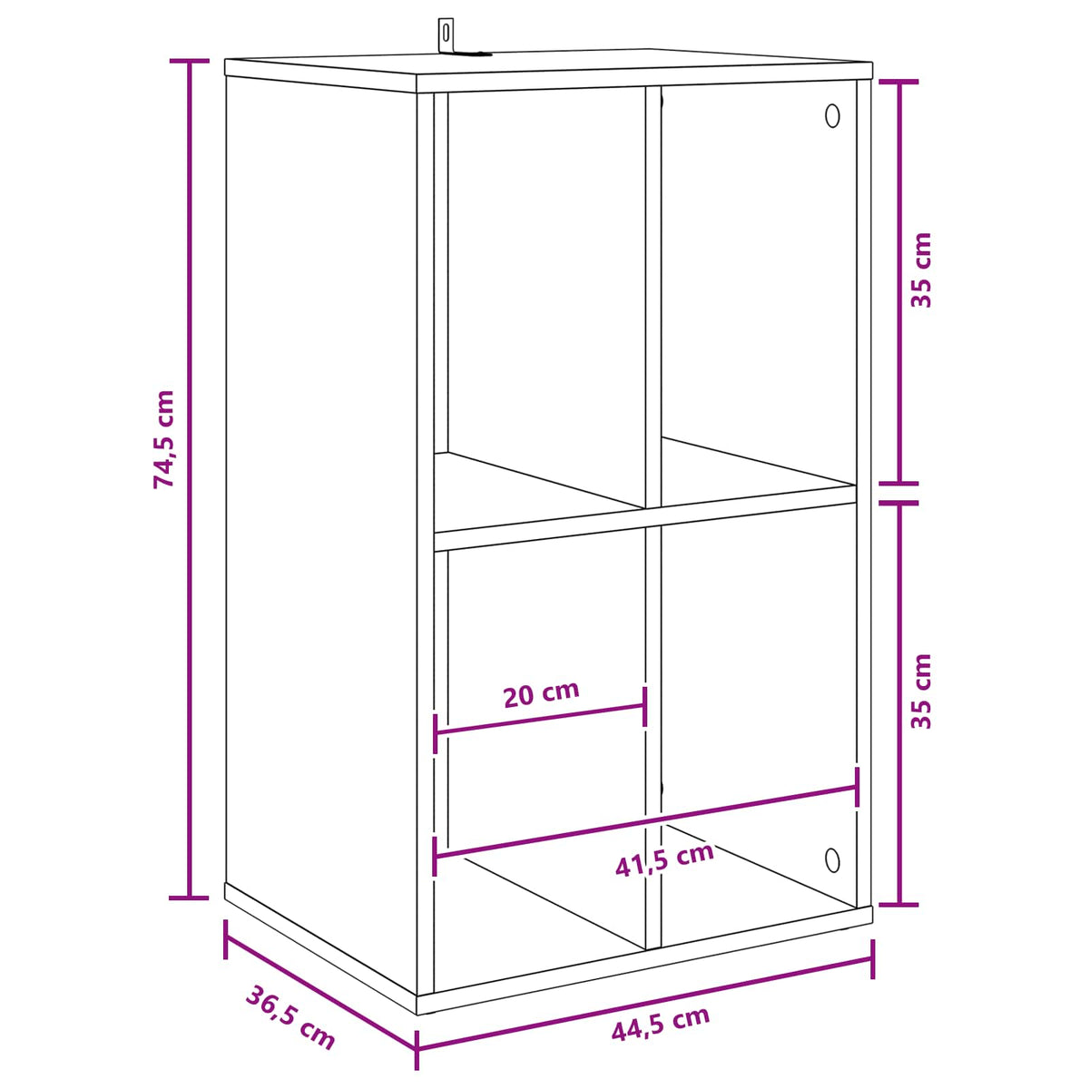 Pladeskab Røget eg 44,5 x 36,5 x 74,5 cm Konstrueret træ
