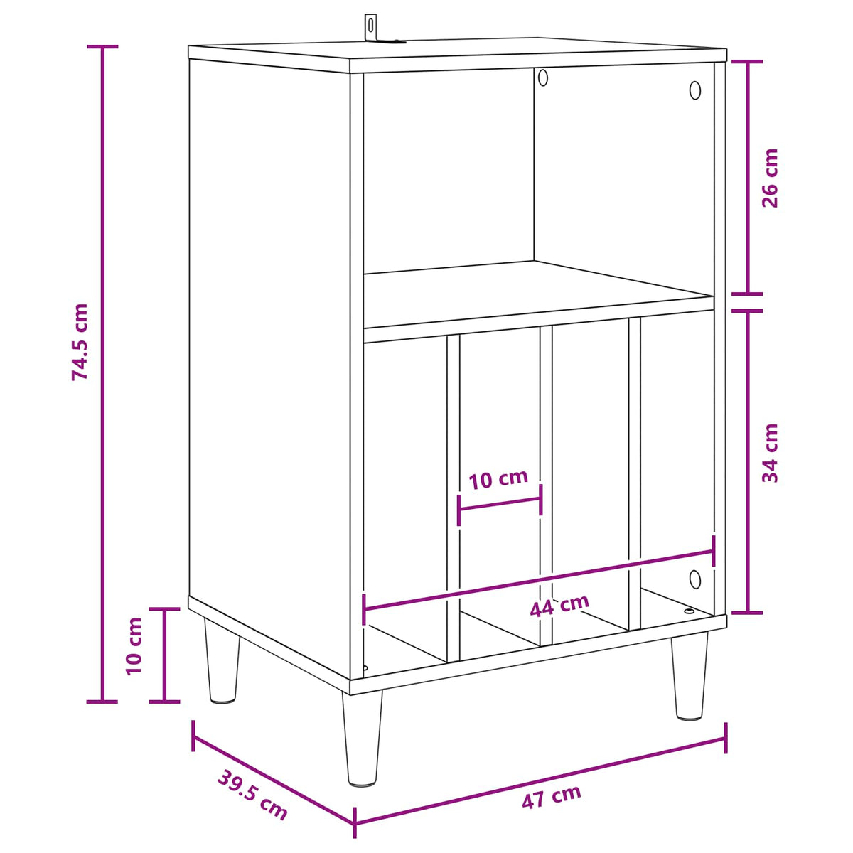 Pladespiller Stativ Artisan-eg 47 x 39,5 x 74,5 cm