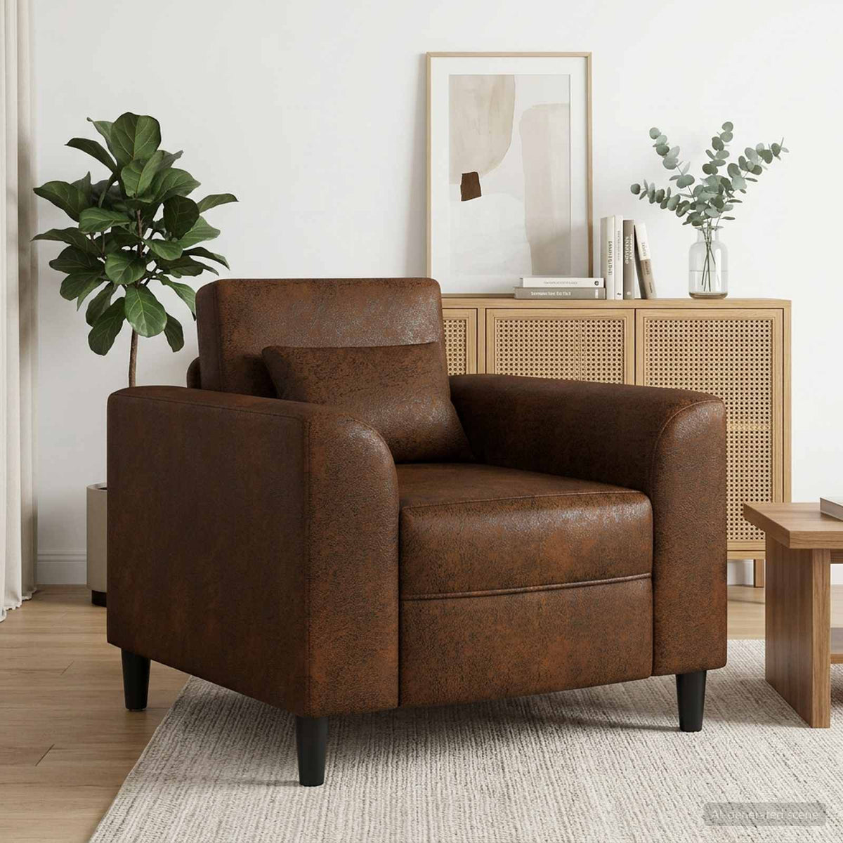 Lænestol Brun Faux Suede Læder