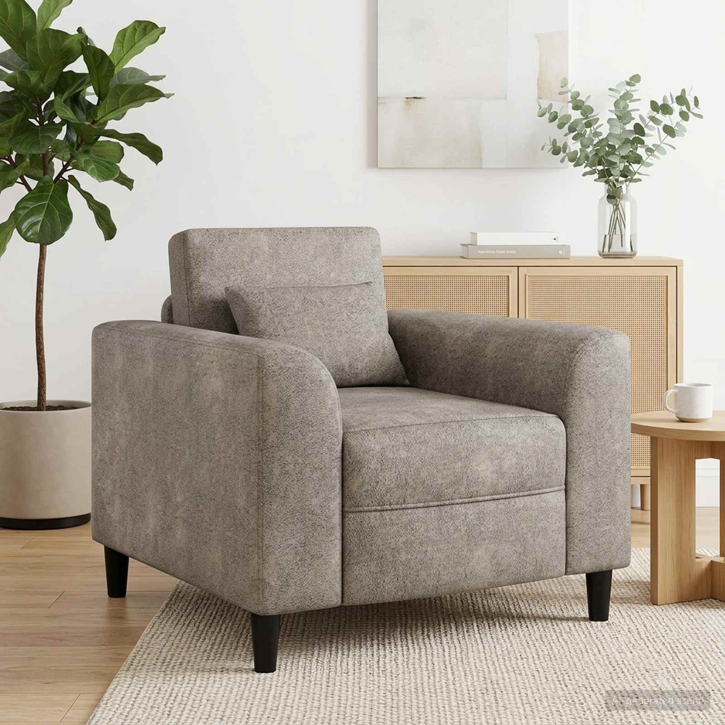 Lænestol Lysegrå Faux Suede Læder