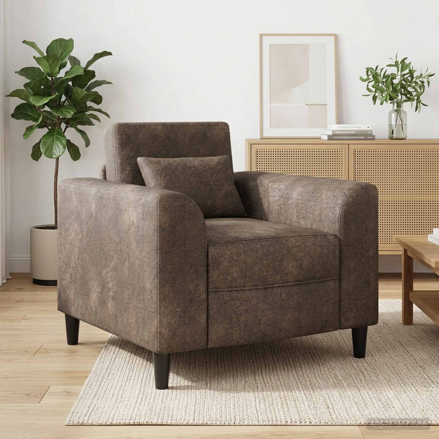 Lænestol Mørkegrå Faux Suede Læder