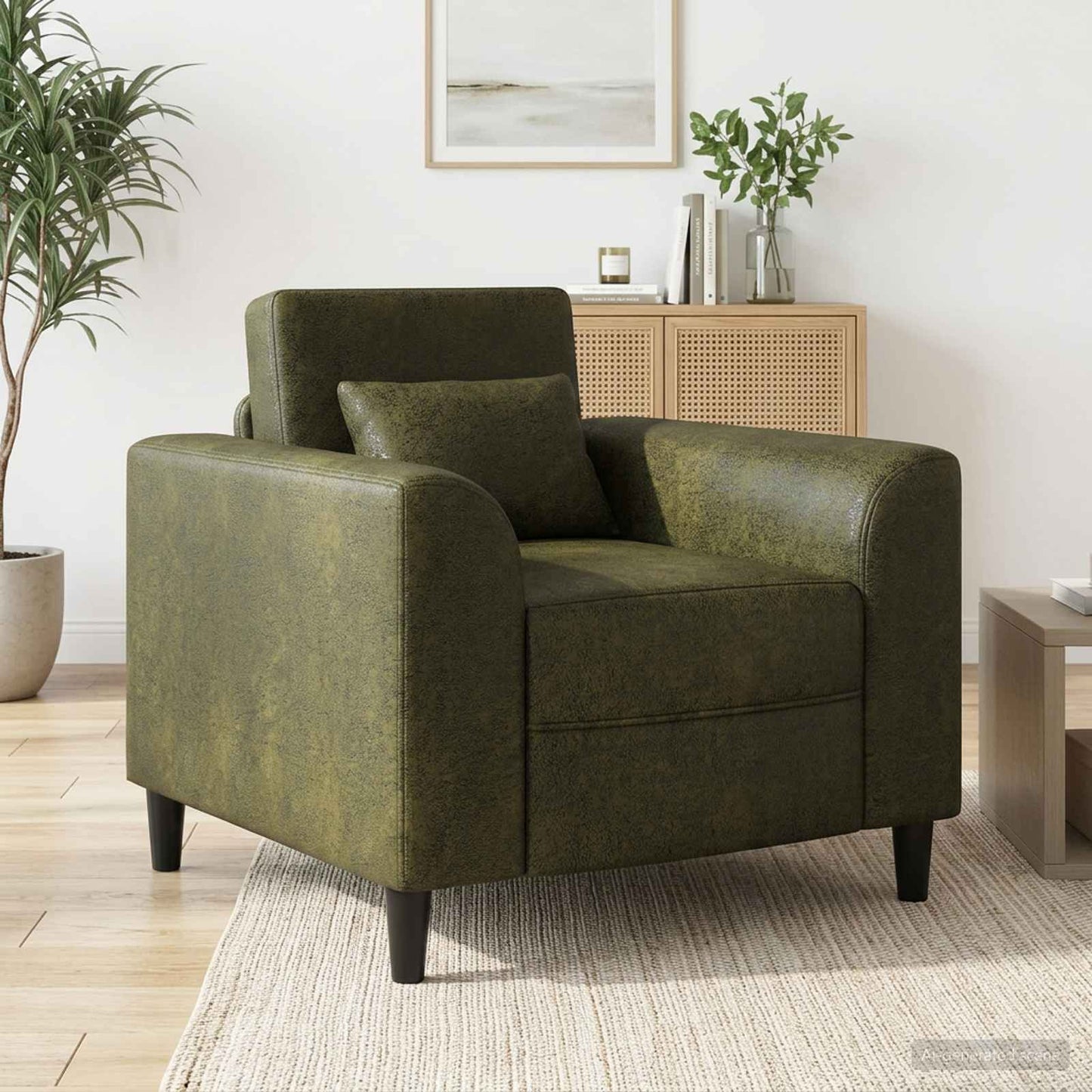 Lænestol Army Grøn Faux Suede Læder