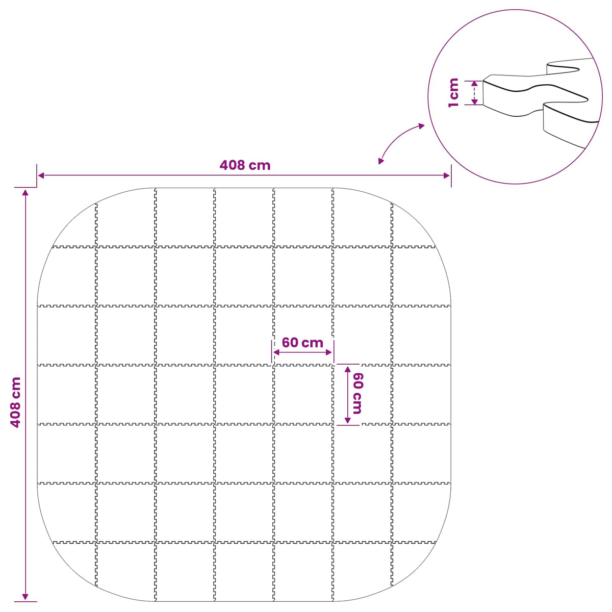 Poolbundmåtte 49 stk. Ø 408 cm Rund EVA skum Blå