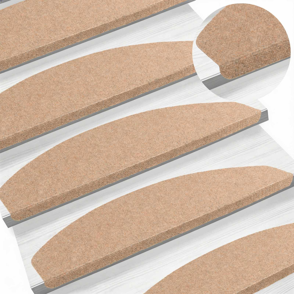 Selvklæbende Trappemåtter 15 stk. 80 x 28 x 3,5 cm Beige