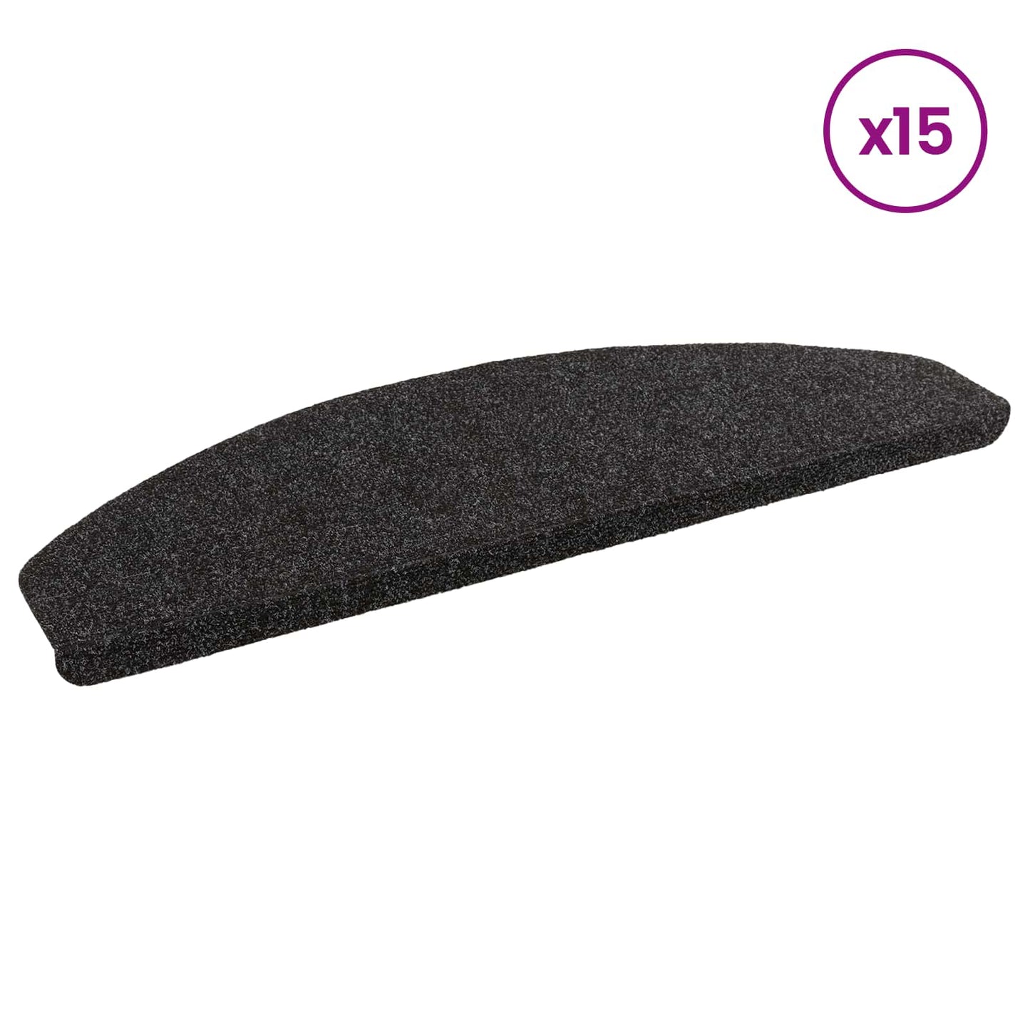 Selvklæbende Trappemåtter 15 stk. 80 x 28 x 3,5 cm Sort