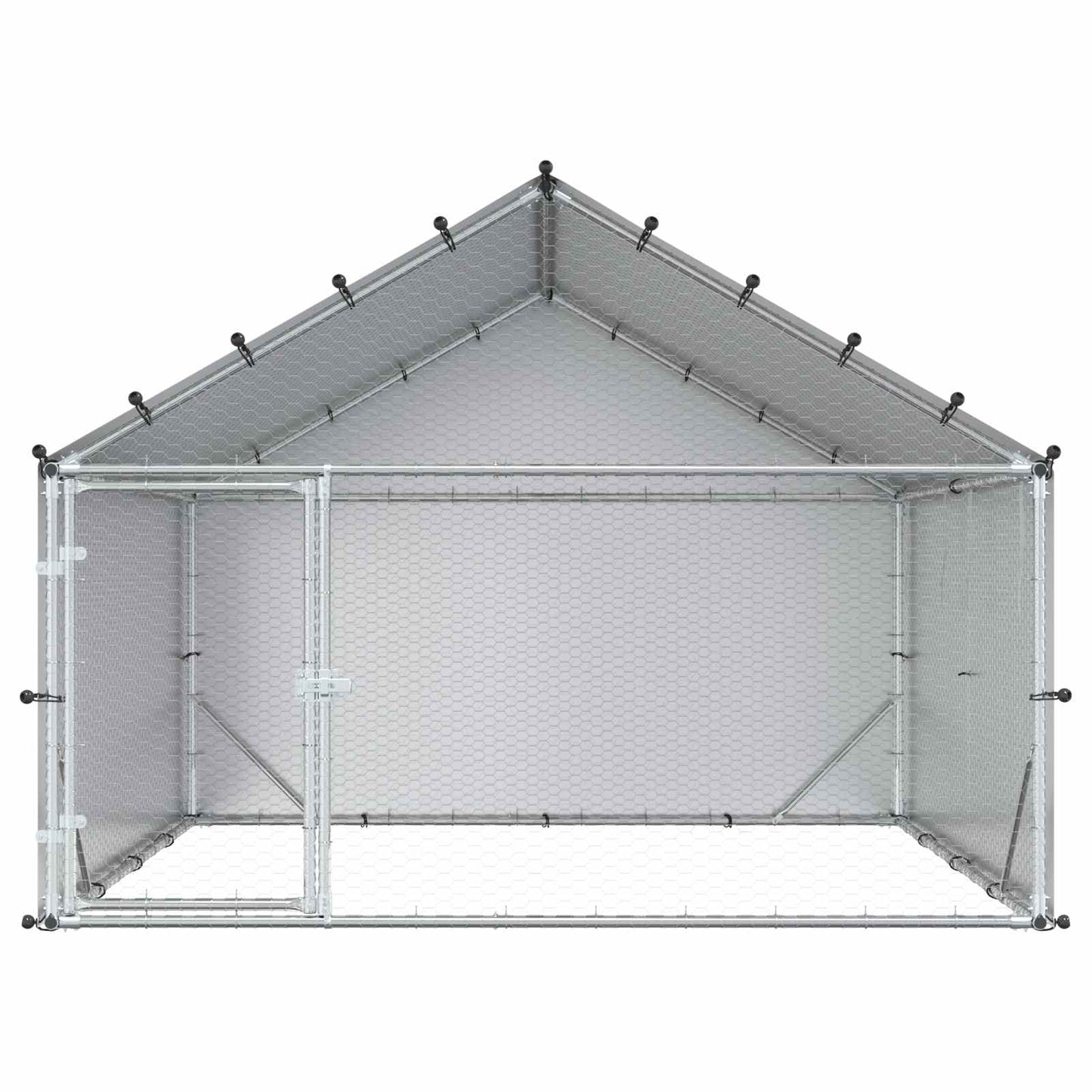 Hønsegård med tag Sølv 200 x 200 x 150 cm Galvaniseret stål